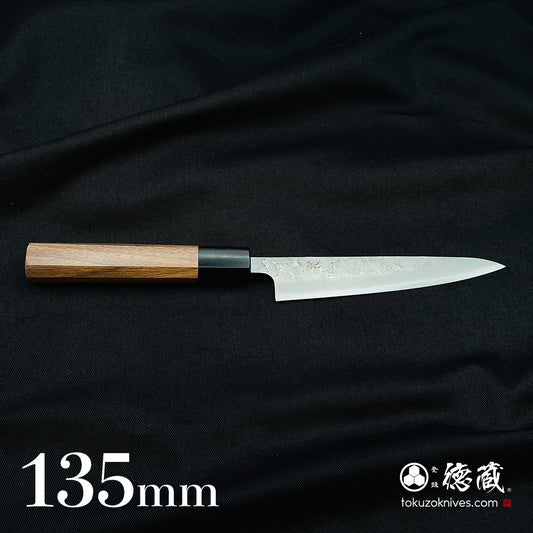 Ginsan matte finish paring knife with walnut octagonal handle