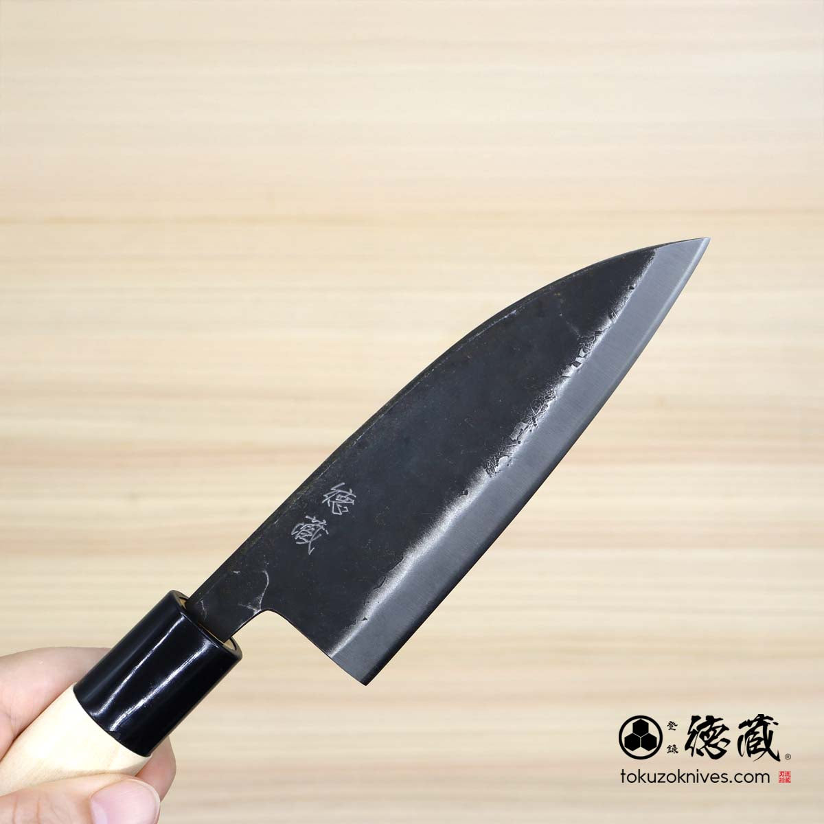 德藏 白二 黑打加工 切鱼刀 朴木手柄