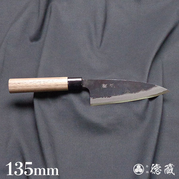 Carbon Blue Steel No. 2 Black Finish Funayuki Knife Walnuts Handle