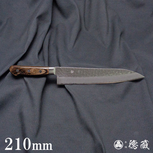 AUS8 槌目・波紋仕上 剣型三徳包丁 焦茶ハンドル