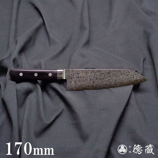 VG10 Damascus Santoku knife, black handle