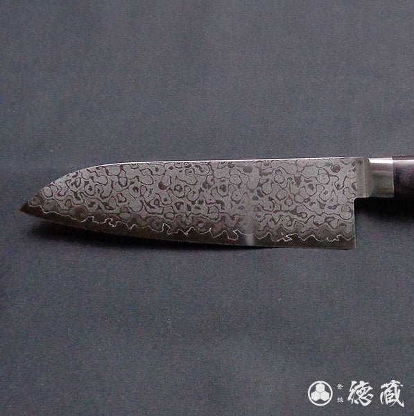 VG10 Damascus Santoku knife, black handle