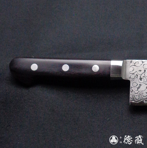 VG10 Damascus Santoku knife, black handle