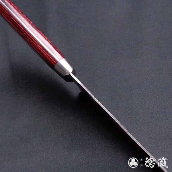 Stainless AUS8 Hammered Finish Santoku Knife Red Handle