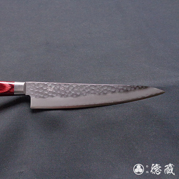 Stainless AUS8 Hammered Finish Petty / Paring Knife Red Handle