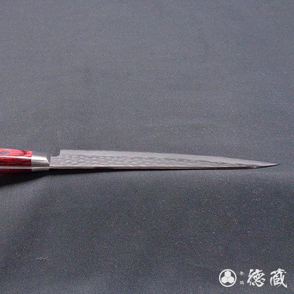 Stainless AUS8 Hammered Finish Petty / Paring Knife Red Handle
