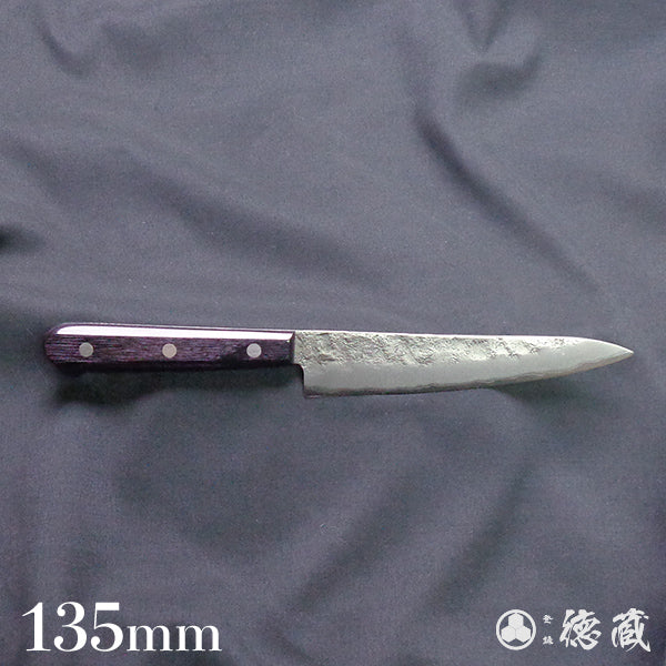 銀三 梨地仕上 ペティナイフ 紫ハンドル – 徳蔵刃物 TOKUZO KNIVES