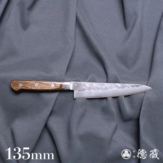 銀三 梨地仕上 ペティナイフ 焦茶ハンドル