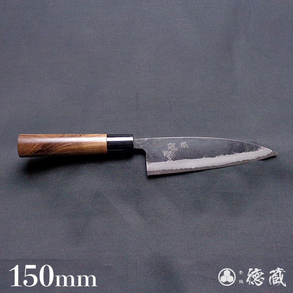 Carbon Blue Steel No. 2 Black Finish Funayuki Knife Walnuts Handle