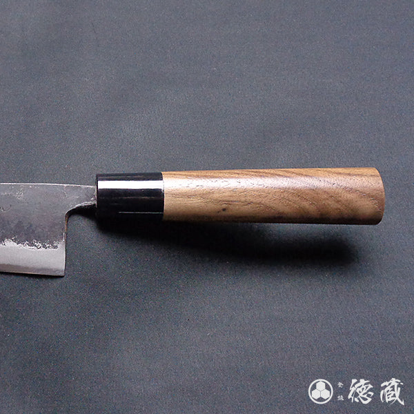 Carbon Blue Steel No. 2 Black Finish Funayuki Knife Walnuts Handle