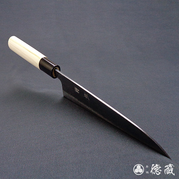 Blue-2 blackened finish Santoku knife Park handle