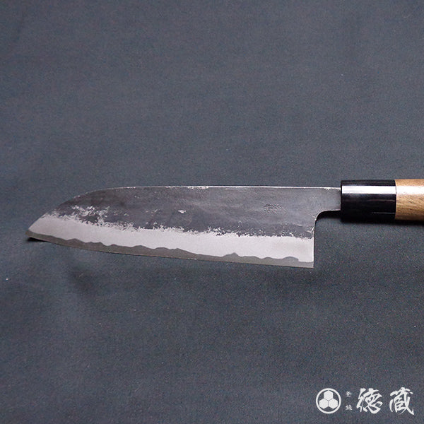 Blue-1 blackened finish Santoku knife walnut handle