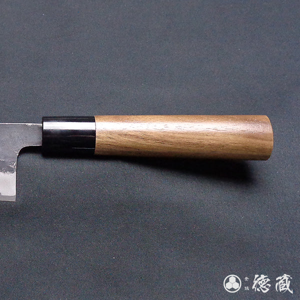 Blue-1 blackened finish Santoku knife walnut handle