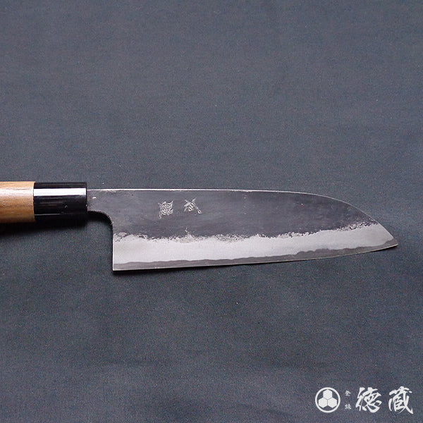 Carbon Aogami Super Black Finish Santoku Knife Walnuts Handle