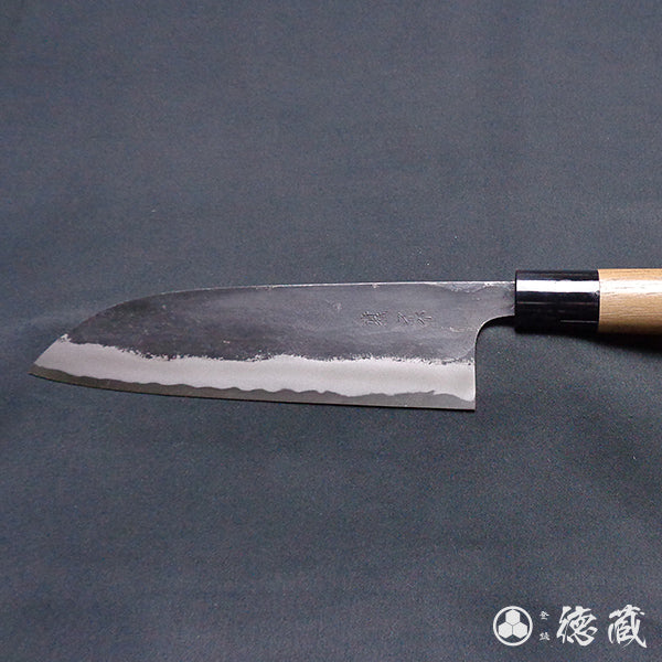 Carbon Aogami Super Black Finish Santoku Knife Walnuts Handle