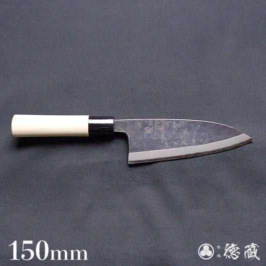 青二 黒打仕上 厚出刃包丁 朴柄