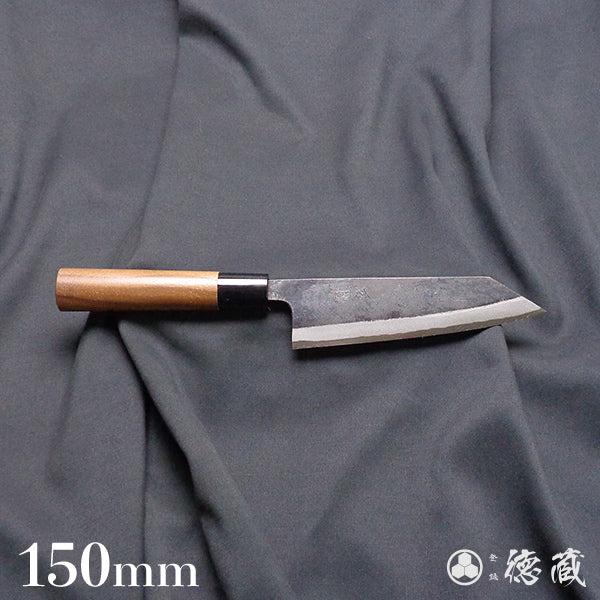 Carbon Blue Steel No. 2 Black Finish Kiritsuke Knife Walnuts Handle