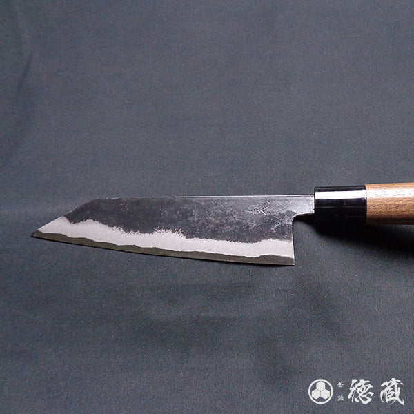 Carbon Blue Steel No. 2 Black Finish Kiritsuke Knife Walnuts Handle