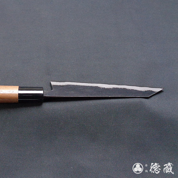 Carbon Blue Steel No. 2 Black Finish Kiritsuke Knife Walnuts Handle