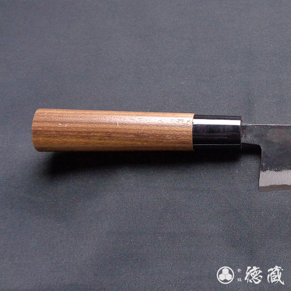 Carbon Blue Steel No. 2 Black Finish Kiritsuke Knife Walnuts Handle