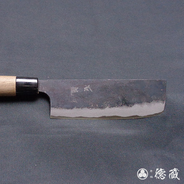 Carbon Blue Steel No. 2 Black Finish Nakiri Knife Walnuts Handle