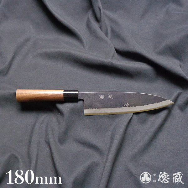 Blue-2 blackened finish small kitchen knife walnut handle – 徳蔵刃物 TOKUZO  KNIVES