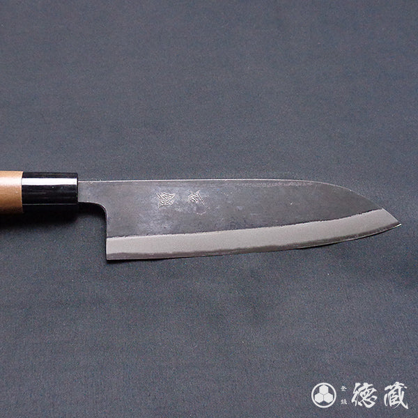 Carbon Blue Steel No. 2 Black Finish Santoku Knife Walnuts Handle