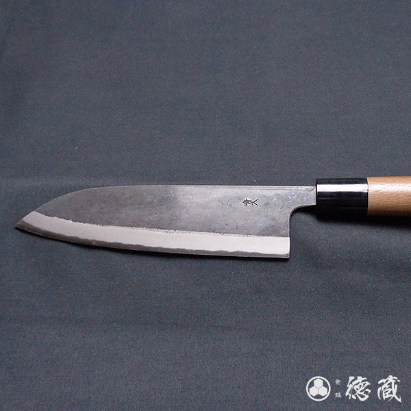 Carbon Blue Steel No. 2 Black Finish Santoku Knife Walnuts Handle