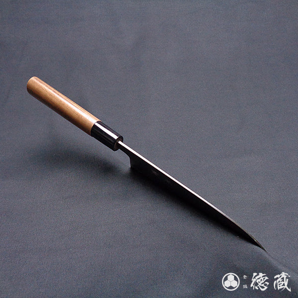 Carbon Blue Steel No. 2 Black Finish Santoku Knife Walnuts Handle