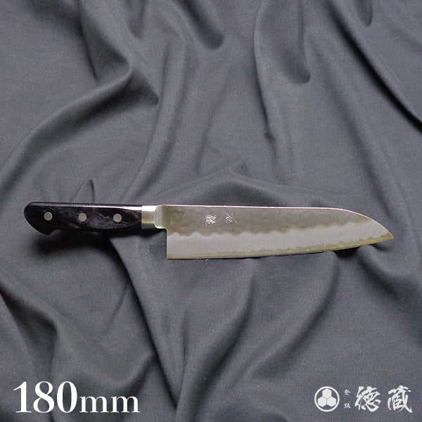 blue super carbon steel hammered finish santoku-knife black handle