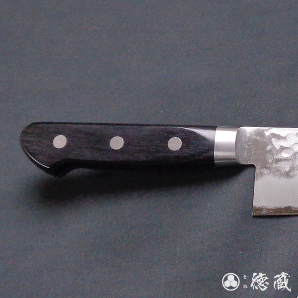 blue super carbon steel hammered finish santoku-knife black handle