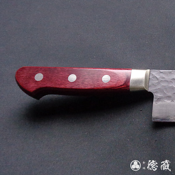 青S 黑色锤纹加工 三德刀 红色手柄