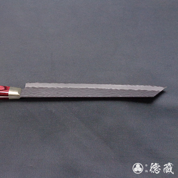 blue super carbon steel hammered black surface finish Kiritsuke-knife red handle
