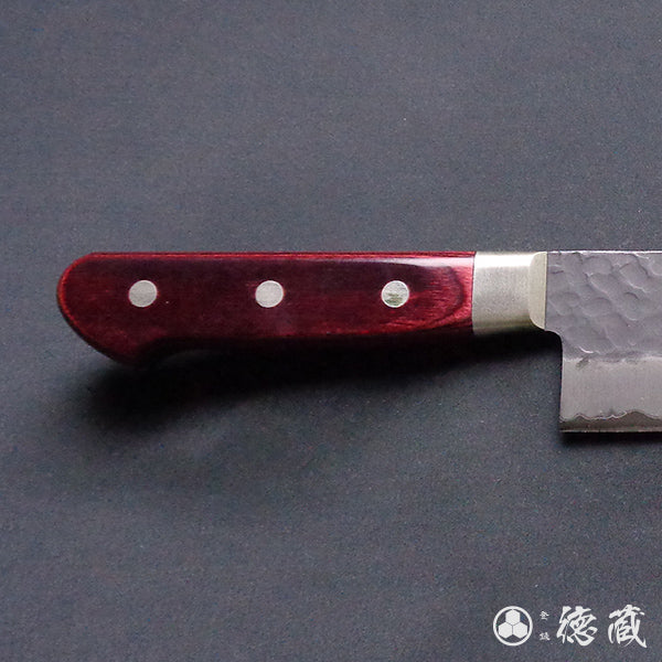 blue super carbon steel hammered black surface finish Kiritsuke-knife red handle