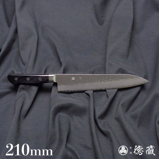 AUS8 槌目仕上 剣型三徳包丁 黒ハンドル