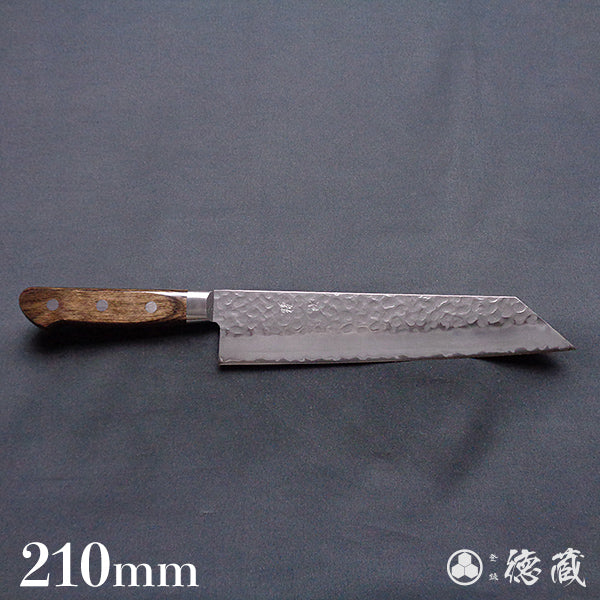 Stainless AUS8 Hammered Finish Kiritsuke Knife Dark Brown Handle