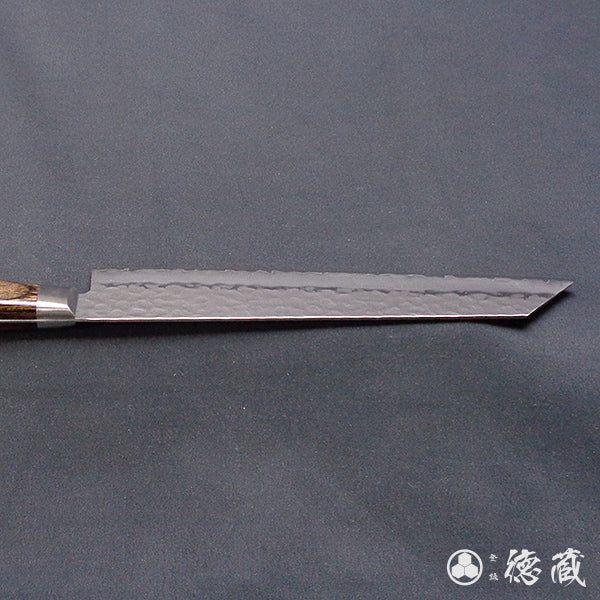 Stainless AUS8 Hammered Finish Kiritsuke Knife Dark Brown Handle