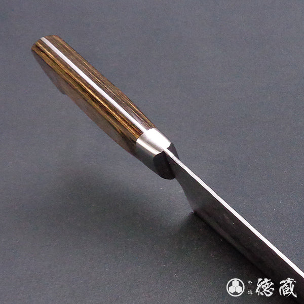 Stainless AUS8 Hammered Finish Kiritsuke Knife Dark Brown Handle