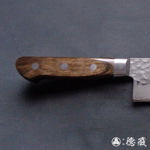 Stainless AUS8 Hammered Finish Kiritsuke Knife Dark Brown Handle