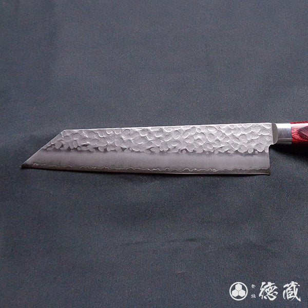 A8  hammered finish  Kiritsuke knife   red handle