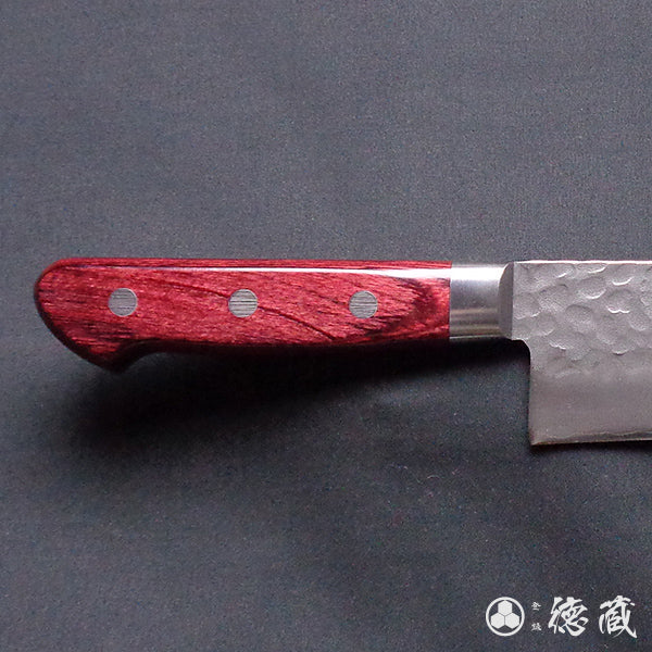 A8  hammered finish  Kiritsuke knife   red handle