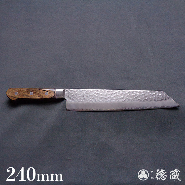 Stainless AUS8 Hammered Finish Kiritsuke Knife Dark Brown Handle
