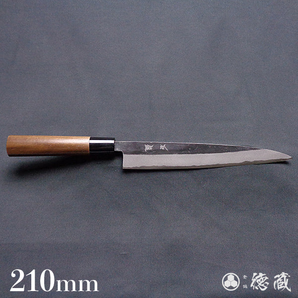 Carbon Blue Steel No. 2 Black Finish Sujibiki Knife (Muscle Knife) Walnuts Handle