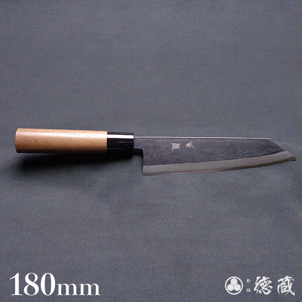 Carbon Blue Steel No. 2 Black Finish Kiritsuke Knife Walnuts Handle