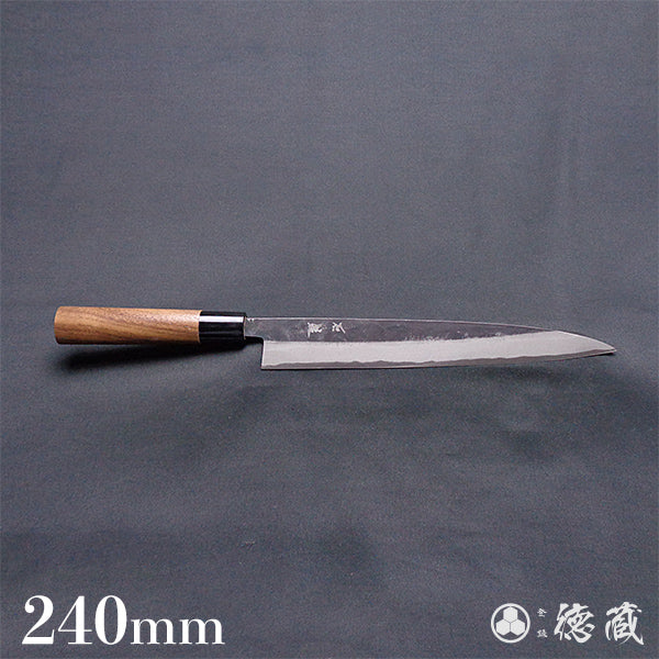 Carbon Blue Steel No. 2 Black Finish Sujibiki Knife (Muscle Knife) Walnuts Handle