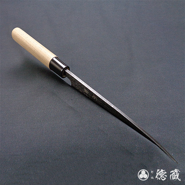 青二 黑面锻造加工 切鱼刀 胡桃木手柄