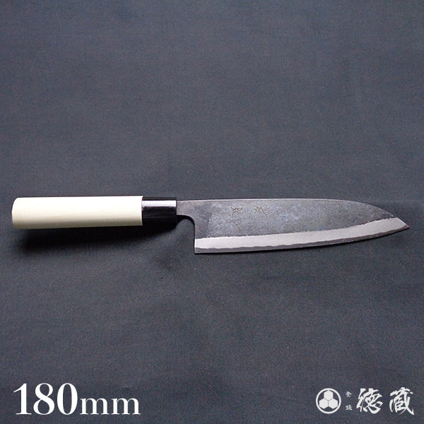 Blue-2 blackened finish Santoku knife Park handle