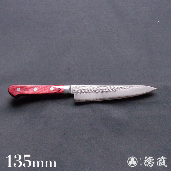 Stainless AUS8 Hammered Finish Petty / Paring Knife Red Handle