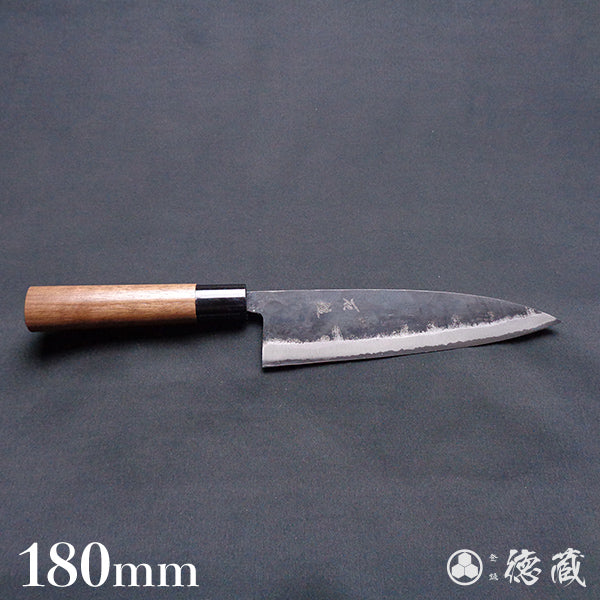 Carbon Blue Steel No. 2 Black Finish Funayuki Knife Walnuts Handle