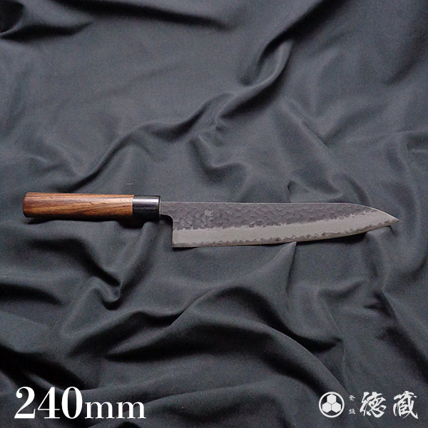 blue super carbon steel   hammered black surface finish  Gyutou-knife (chef's knife)   black handle